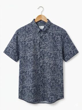Your Neighbors Print Short Sleeve Button Down Shirt - XL, Linen/Cotton